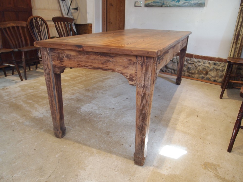 Table refectory farmhouse Victorian Pine rustic seats 8 c1880 View V
