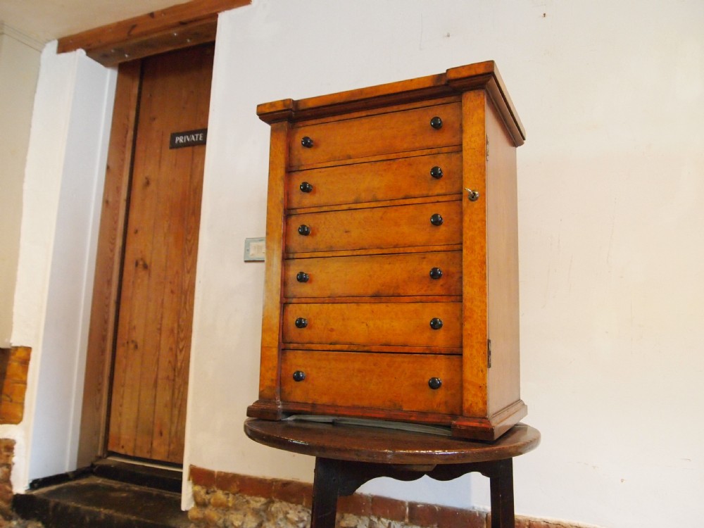 Chest of drawers rare collectors Wellington chest birds eye Maple c1900