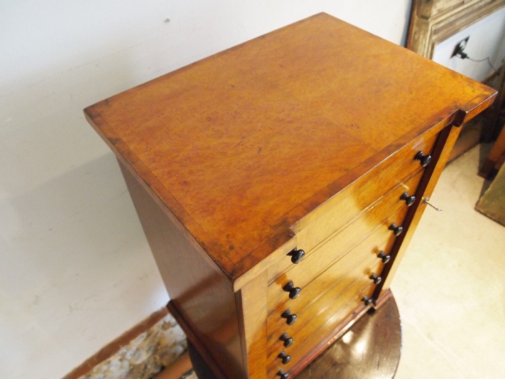 Chest of drawers rare collectors Wellington chest birds eye Maple c1900 View III
