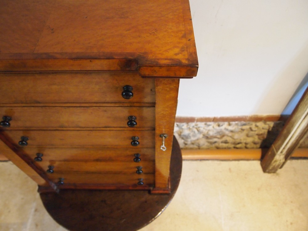 Chest of drawers rare collectors Wellington chest birds eye Maple c1900 View V