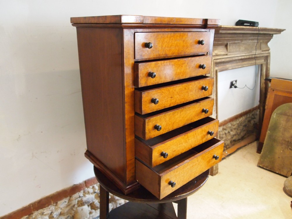 Chest of drawers rare collectors Wellington chest birds eye Maple c1900 View VII