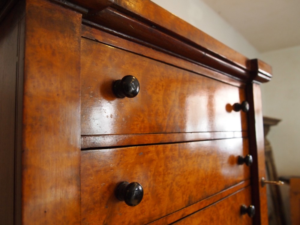 Chest of drawers rare collectors Wellington chest birds eye Maple c1900 View VIII