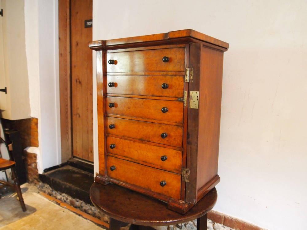 Chest of drawers rare collectors Wellington chest birds eye Maple c1900 View IX