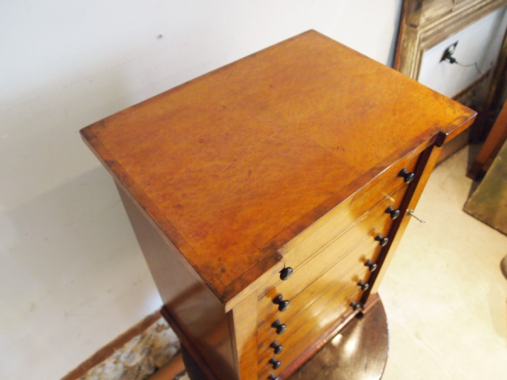 Chest of drawers rare collectors Wellington chest birds eye Maple c1900 View XI