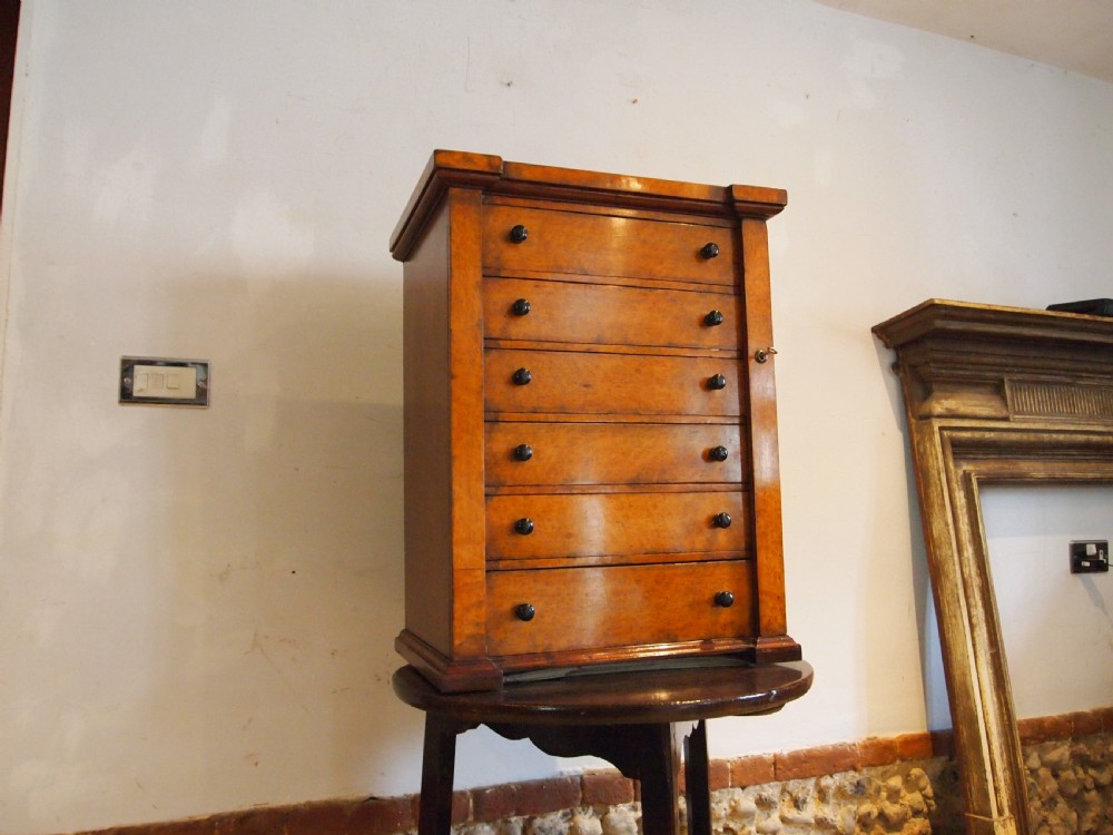 Chest of drawers rare collectors Wellington chest birds eye Maple c1900 View XII