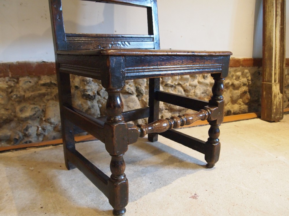 Chair fine example Charles II Oak Yorkshire c1680 View V