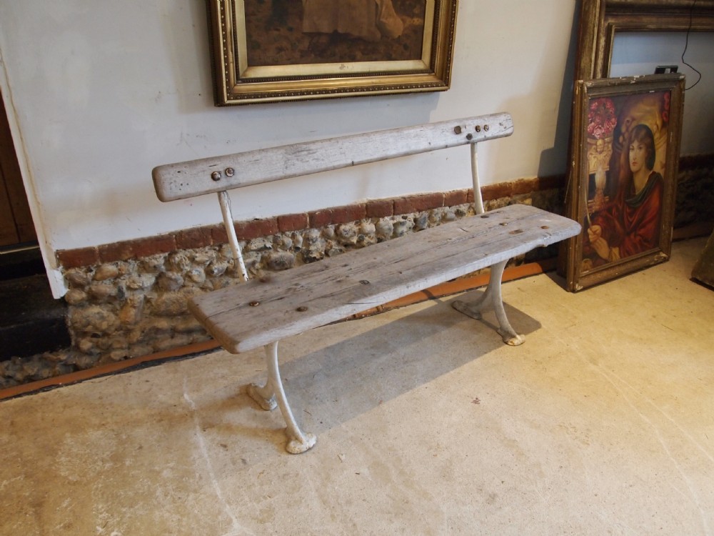 Bench garden Victorian cast Iron original timbers c1890 View VIII