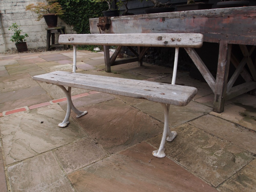 Bench garden Victorian cast Iron original timbers c1890 View IX
