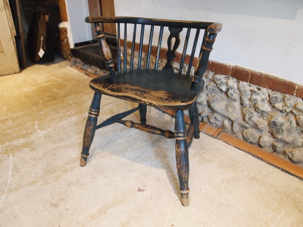 Chair rare low back Windsor armchair original paint c1840