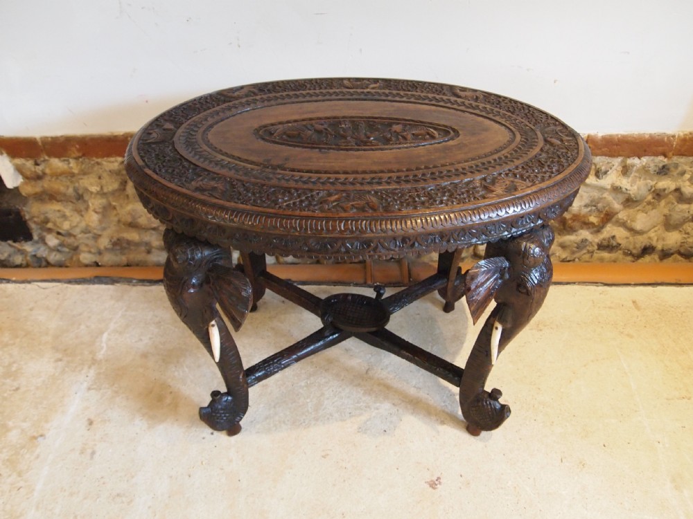 Table carved Padouk Elephant table c1900