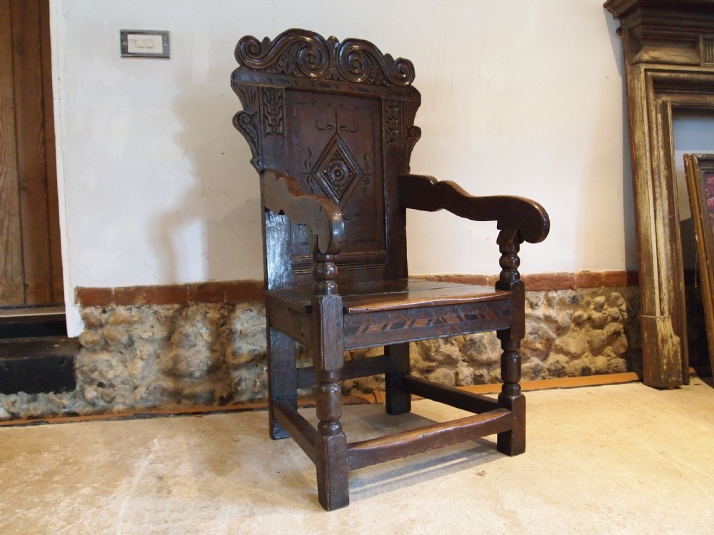 Chair rare Charles II Oak Wainscot Yorkshire c1680