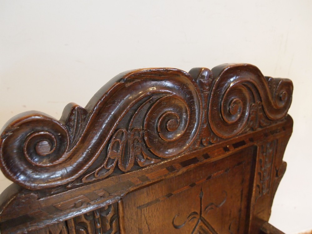 Chair rare Charles II Oak Wainscot Yorkshire c1680 View II