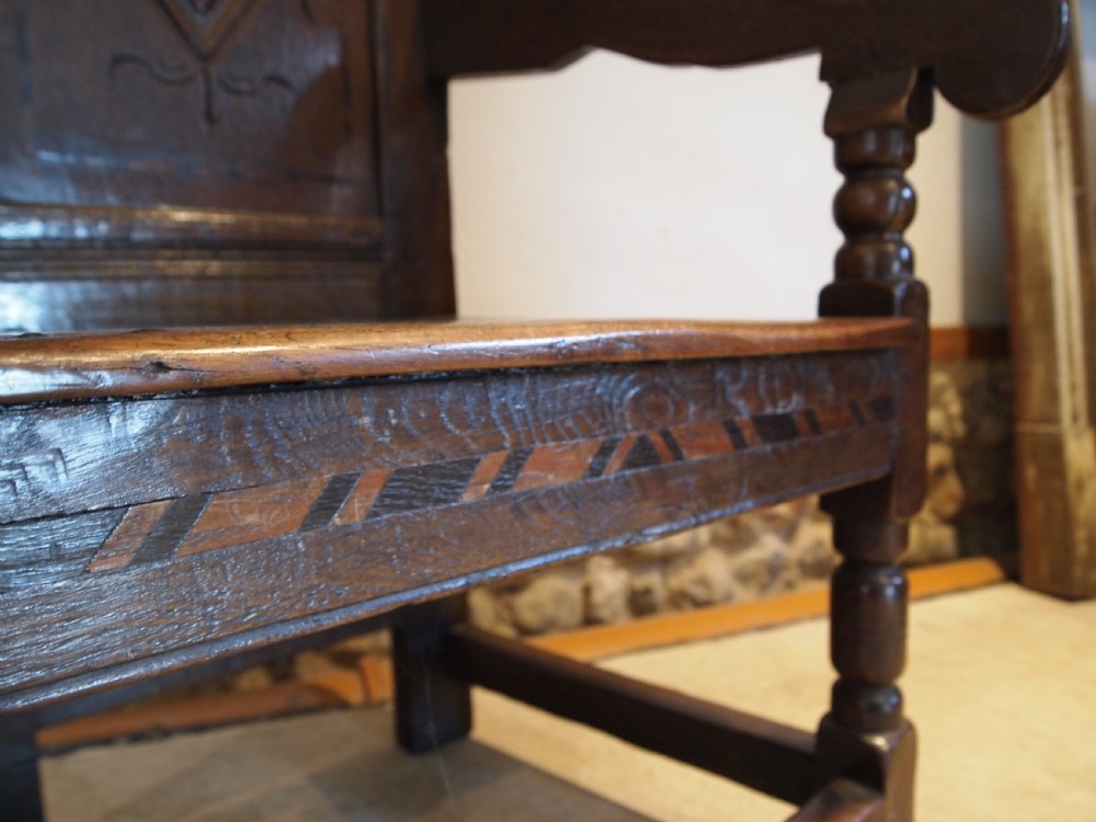 Chair rare Charles II Oak Wainscot Yorkshire c1680 View III