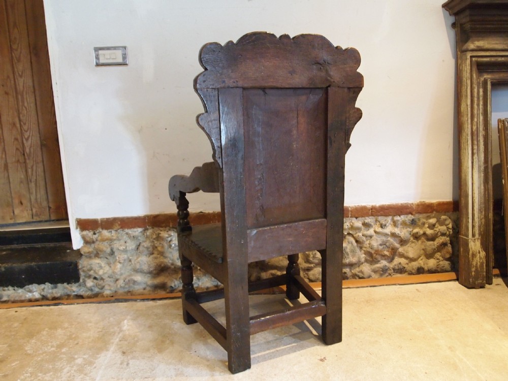 Chair rare Charles II Oak Wainscot Yorkshire c1680 View VII