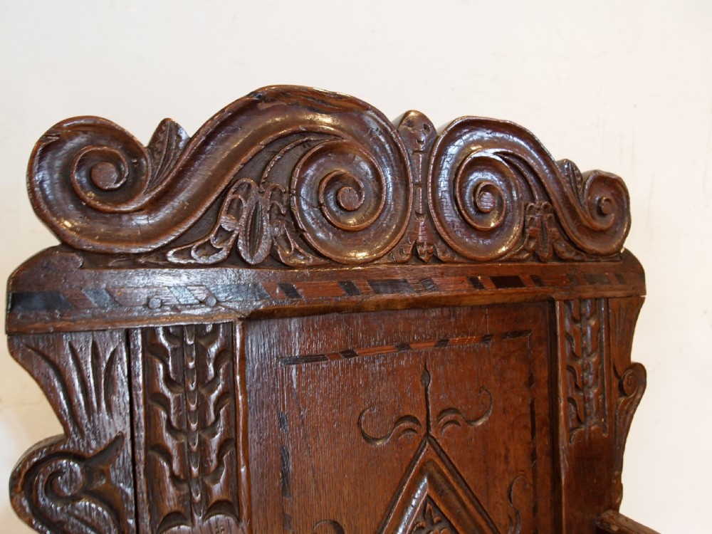 Chair rare Charles II Oak Wainscot Yorkshire c1680 View VIII
