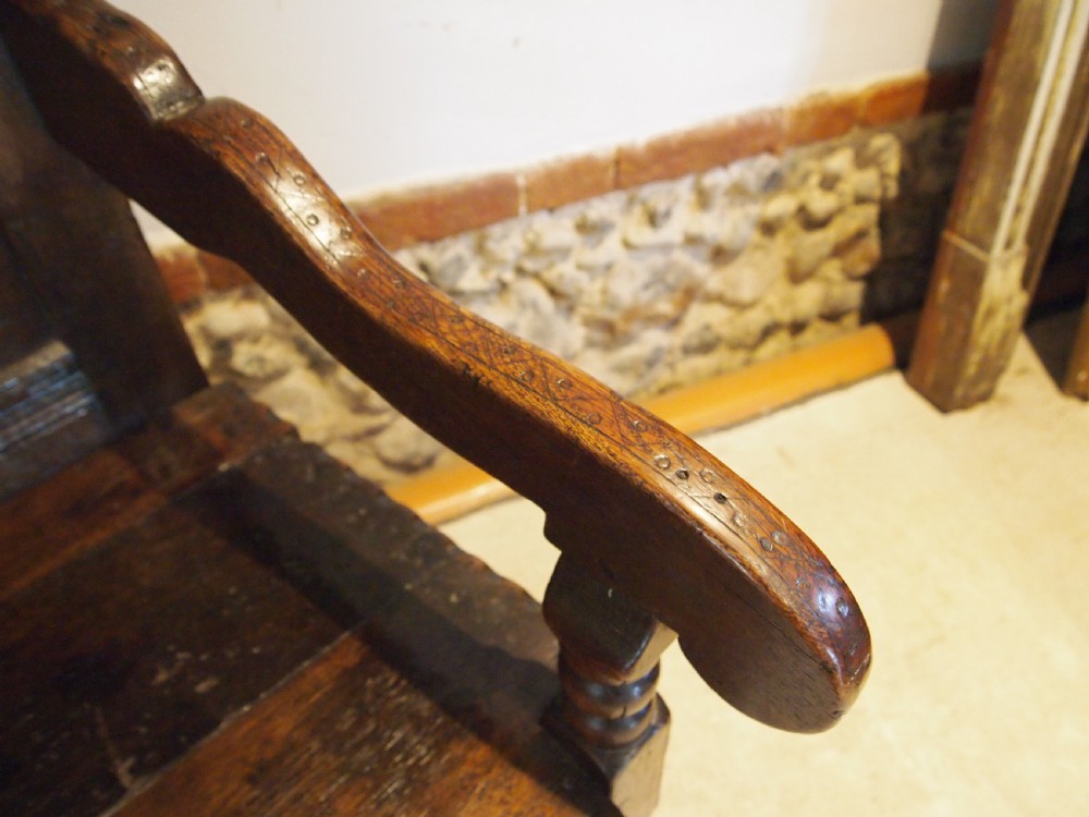Chair rare Charles II Oak Wainscot Yorkshire c1680 View IX