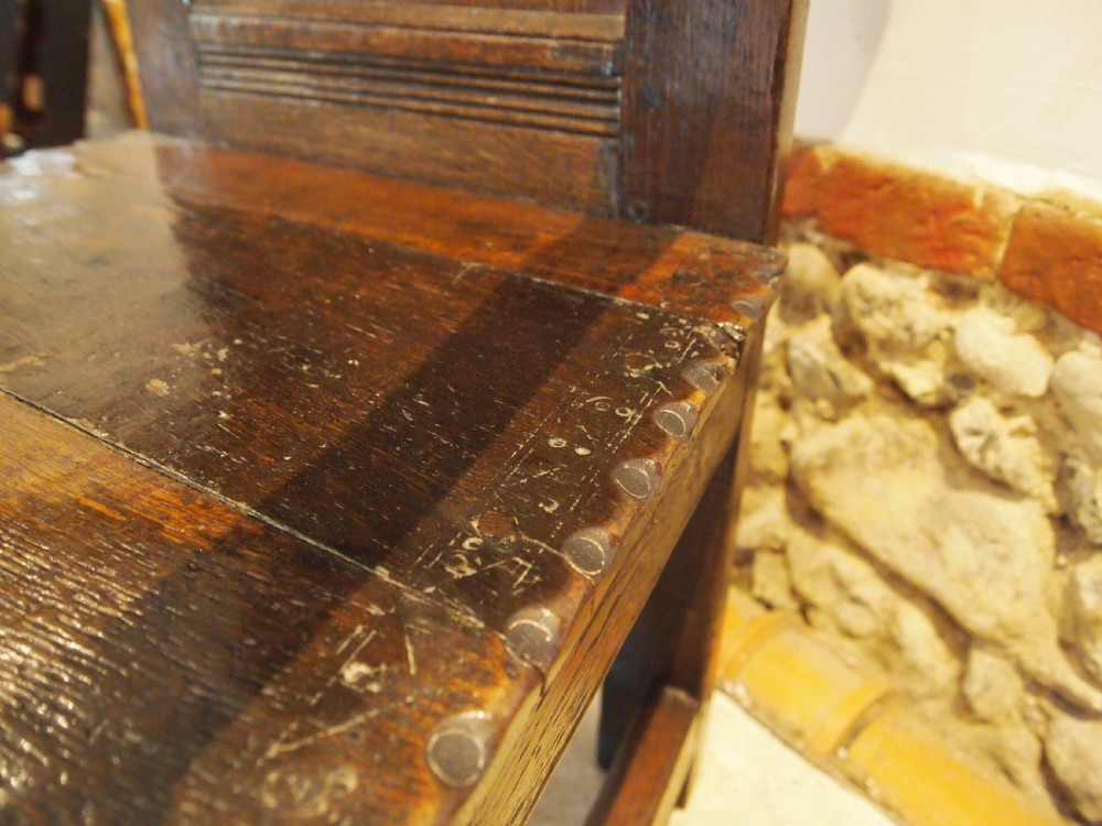 Chair rare Charles II Oak Wainscot Yorkshire c1680 View X