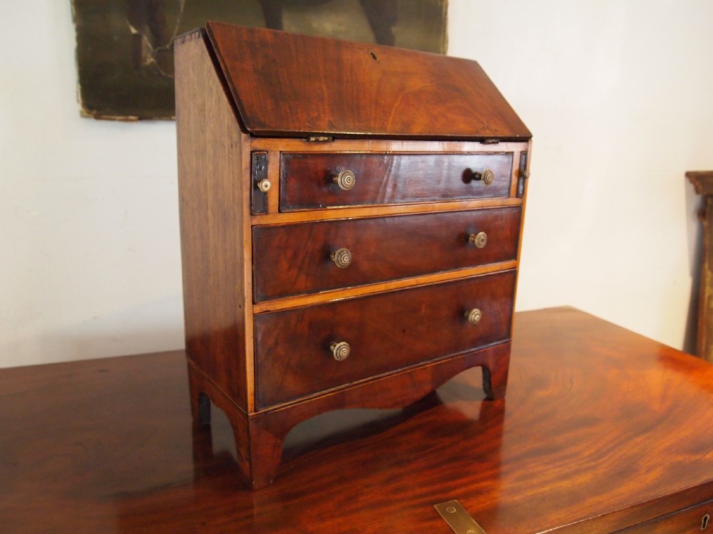 Bureau rare miniature George III Mahogany apprentice c1790