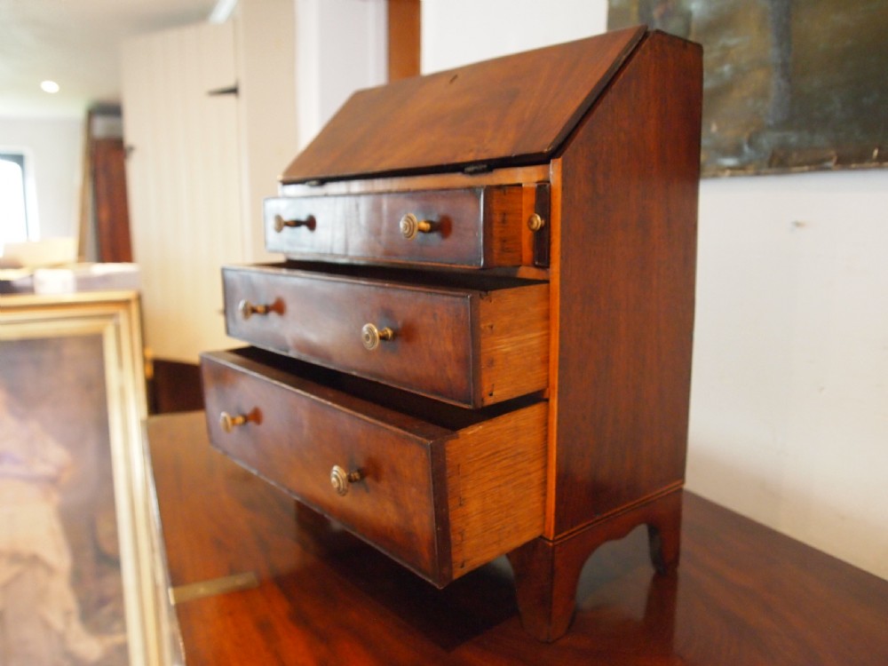 Bureau rare miniature George III Mahogany apprentice c1790 View II