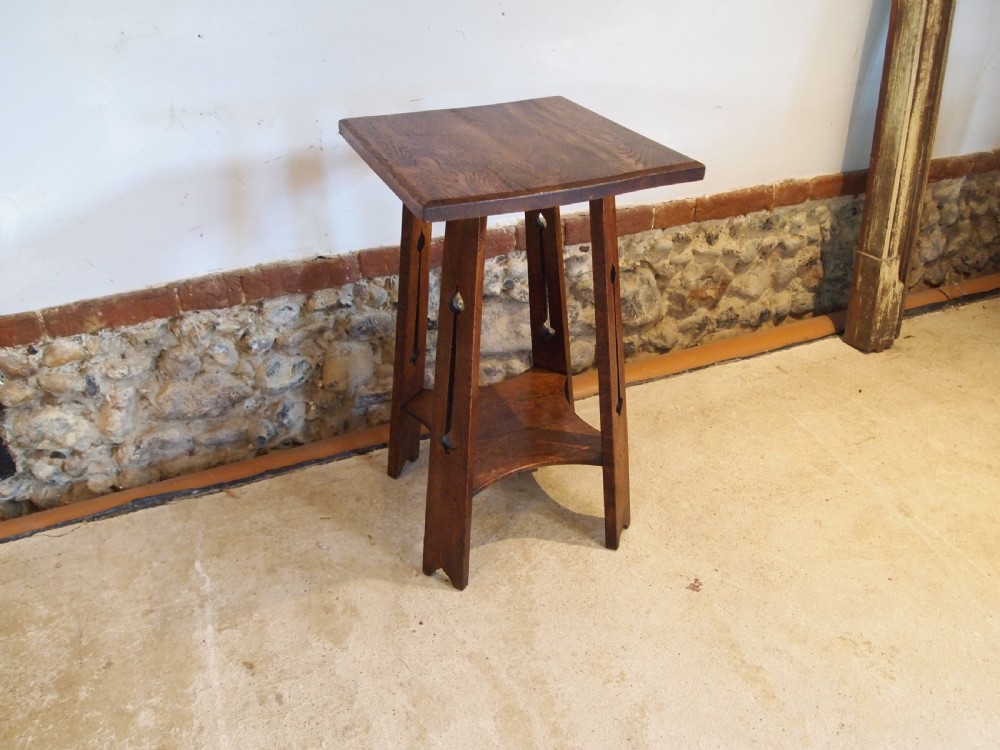 Table Arts and Crafts Oak Liberty lamp side hall c1900
