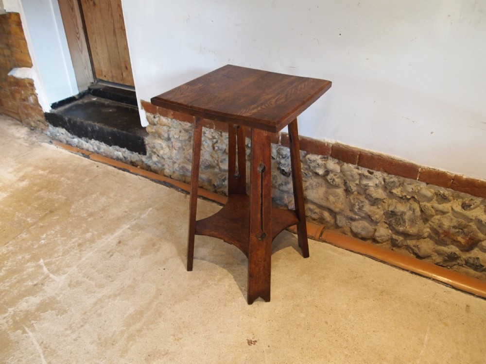 Table Arts and Crafts Oak Liberty lamp side hall c1900 View III