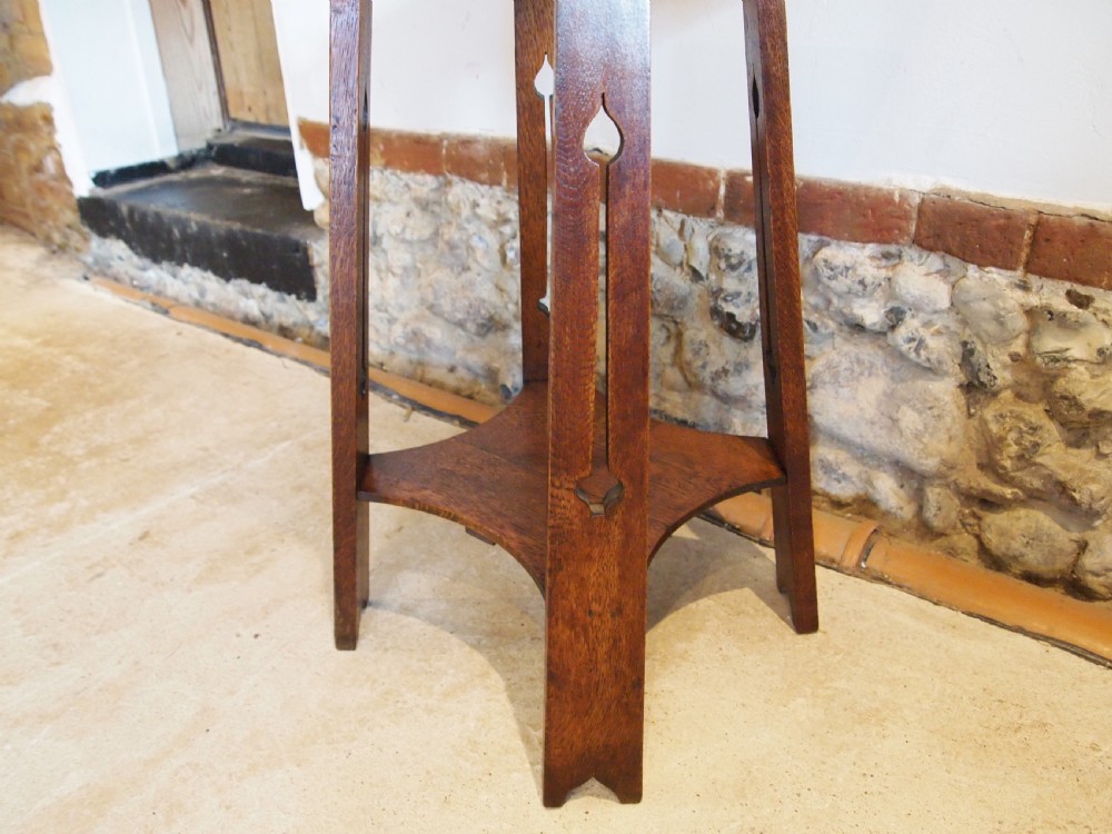 Table Arts and Crafts Oak Liberty lamp side hall c1900 View IV