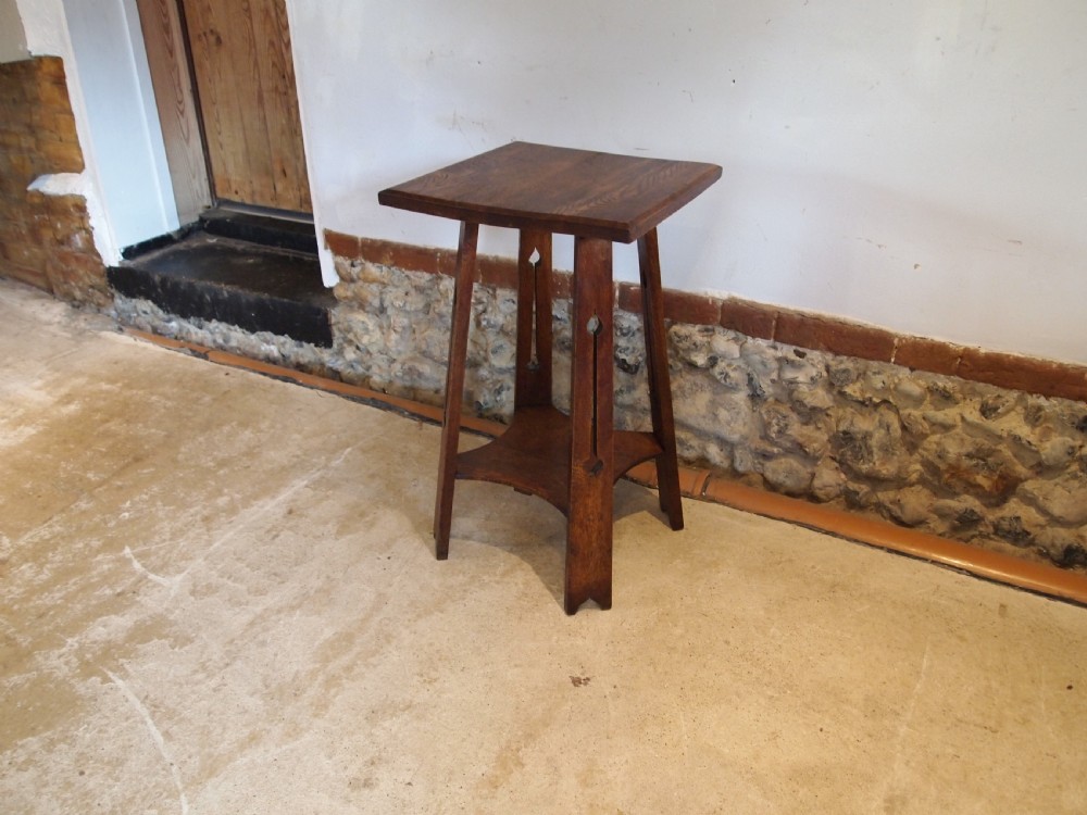 Table Arts and Crafts Oak Liberty lamp side hall c1900 View VII