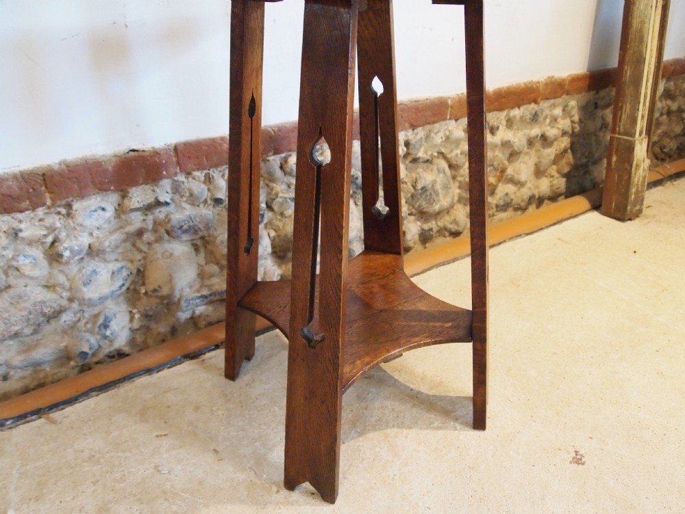 Table Arts and Crafts Oak Liberty lamp side hall c1900 View IX