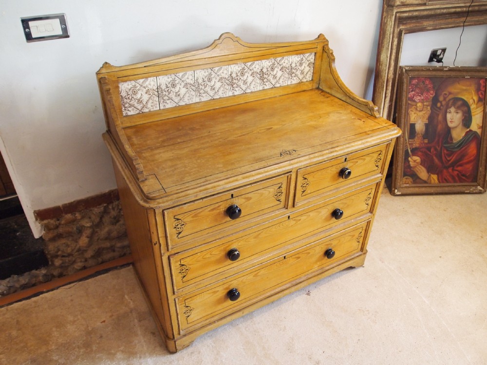 Chest of drawers Victorian original Ash paint c1870 View X