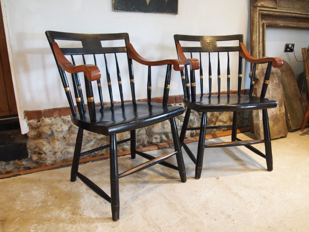 Chairs rare pair of Harvard University chairs c1920 View III