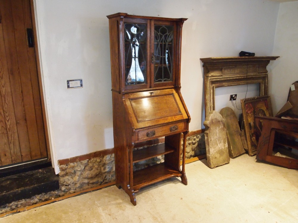 Bureau bookcase Arts and Crafts Oak Liberty c1900