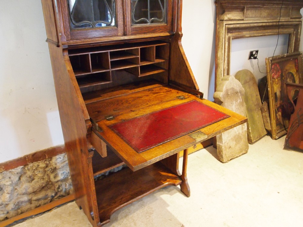 Bureau bookcase Arts and Crafts Oak Liberty c1900 View V