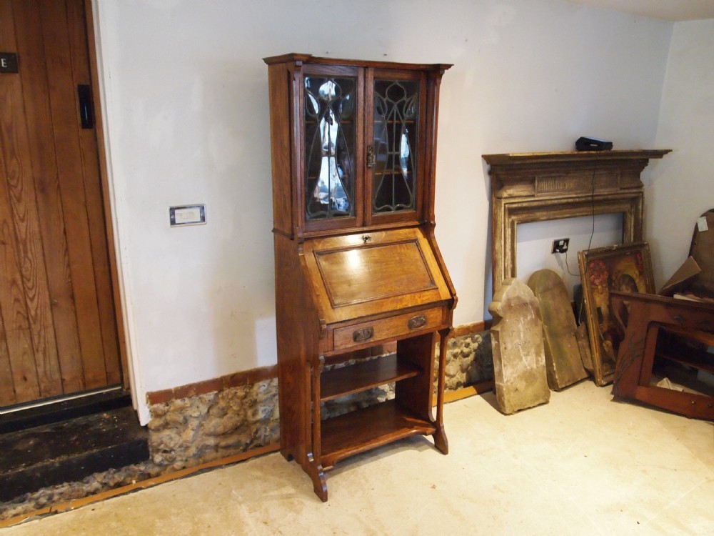 Bureau bookcase Arts and Crafts Oak Liberty c1900 View XI