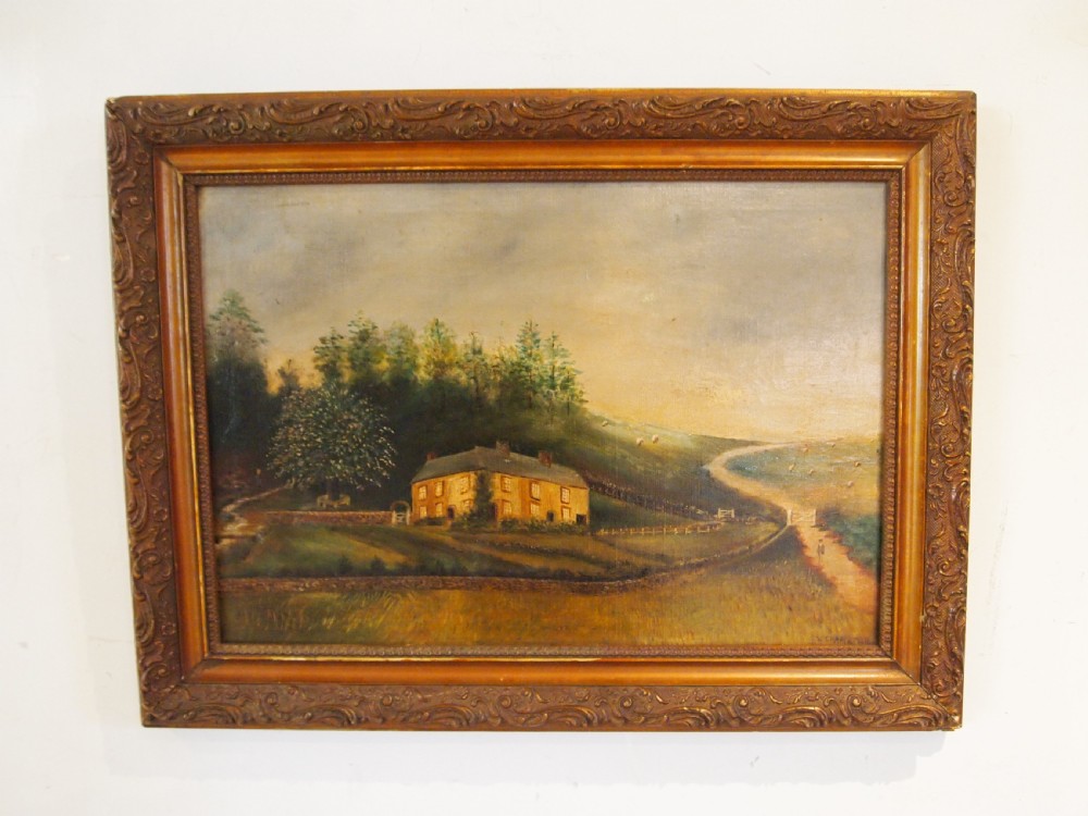 Painting naive folk art oil on canvas W Charaton c1890