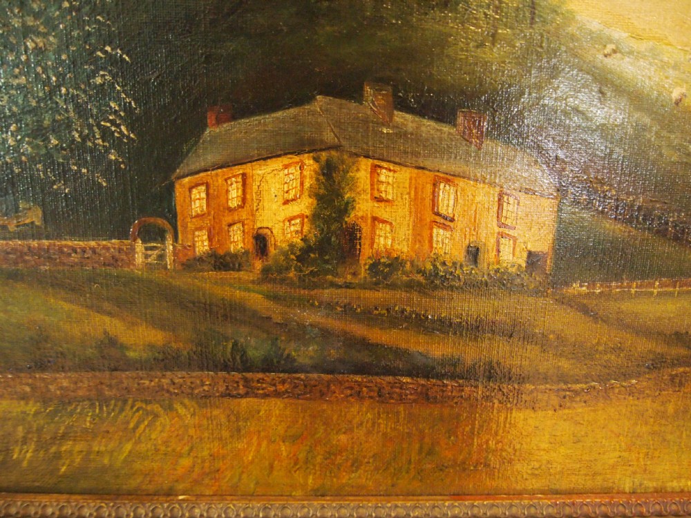 Painting naive folk art oil on canvas W Charaton c1890 View II
