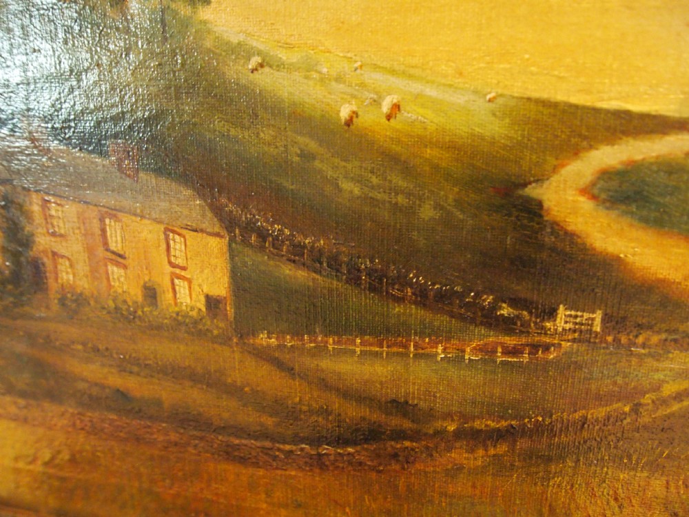 Painting naive folk art oil on canvas W Charaton c1890 View VI
