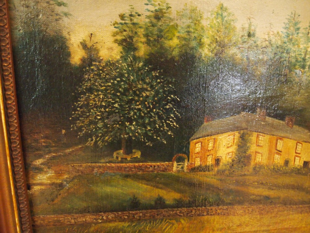 Painting naive folk art oil on canvas W Charaton c1890 View VII