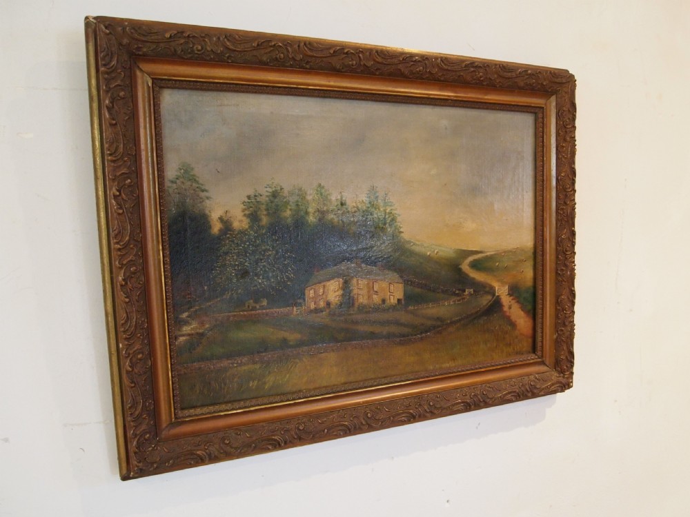 Painting naive folk art oil on canvas W Charaton c1890 View VIII