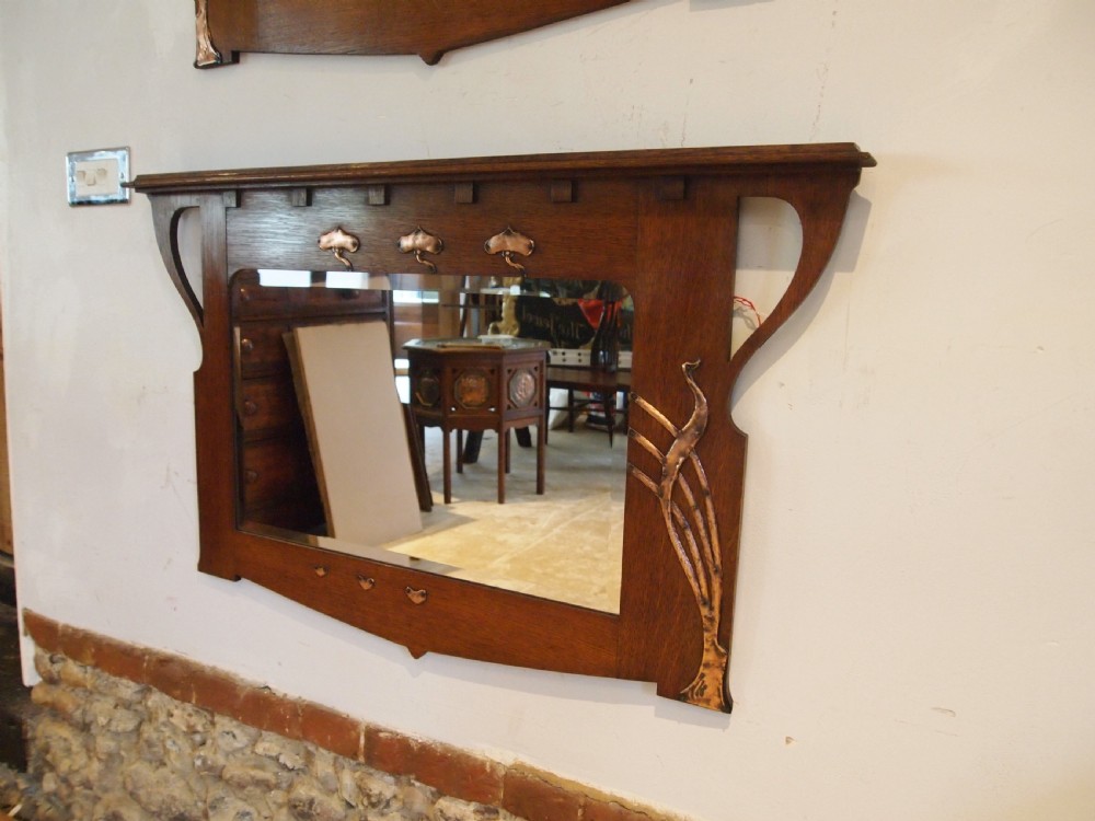 Mirrors rare pair of Arts & Crafts Copper & Oak c1900 View VII