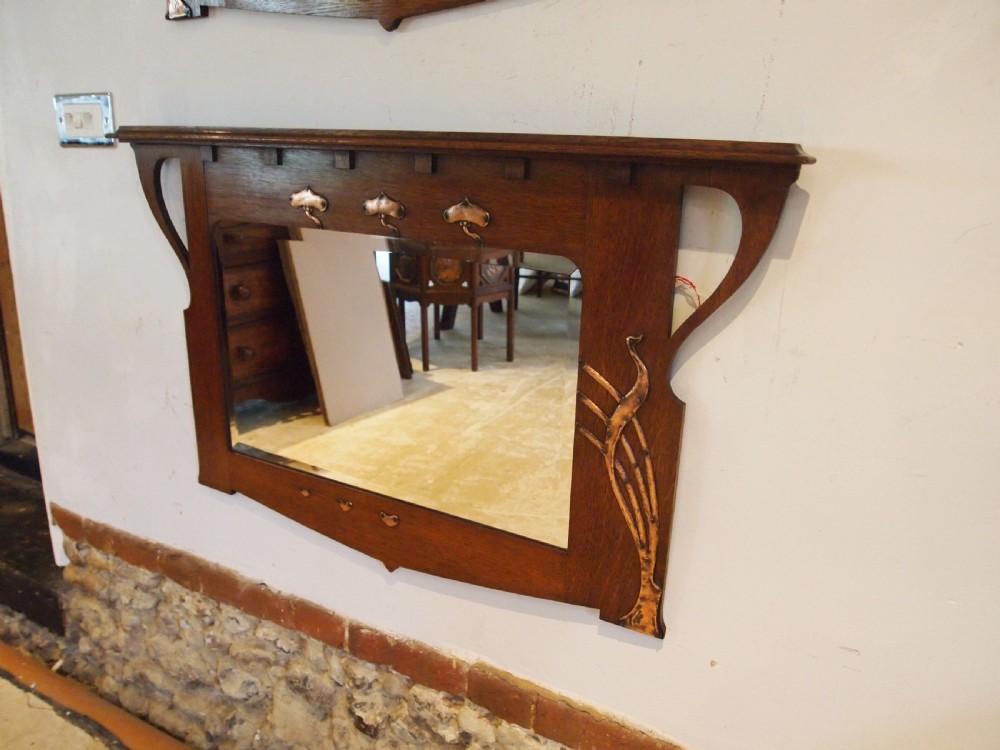 Mirrors rare pair of Arts & Crafts Copper & Oak c1900 View IX