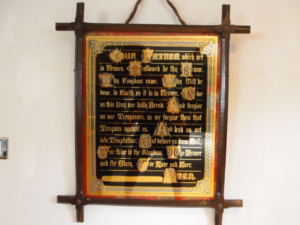 Arts and Crafts fine Victorian Lords prayer Gilded d1878 View X