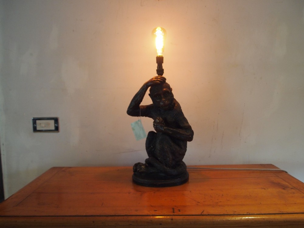 Lamp very rare Monkey table lamp by James Roth London c1900 View III
