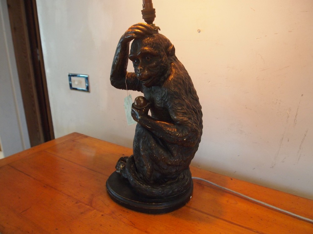 Lamp very rare Monkey table lamp by James Roth London c1900 View VI