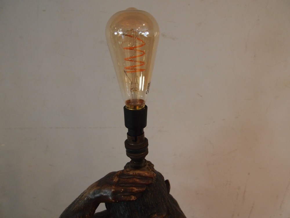 Lamp very rare Monkey table lamp by James Roth London c1900 View VII