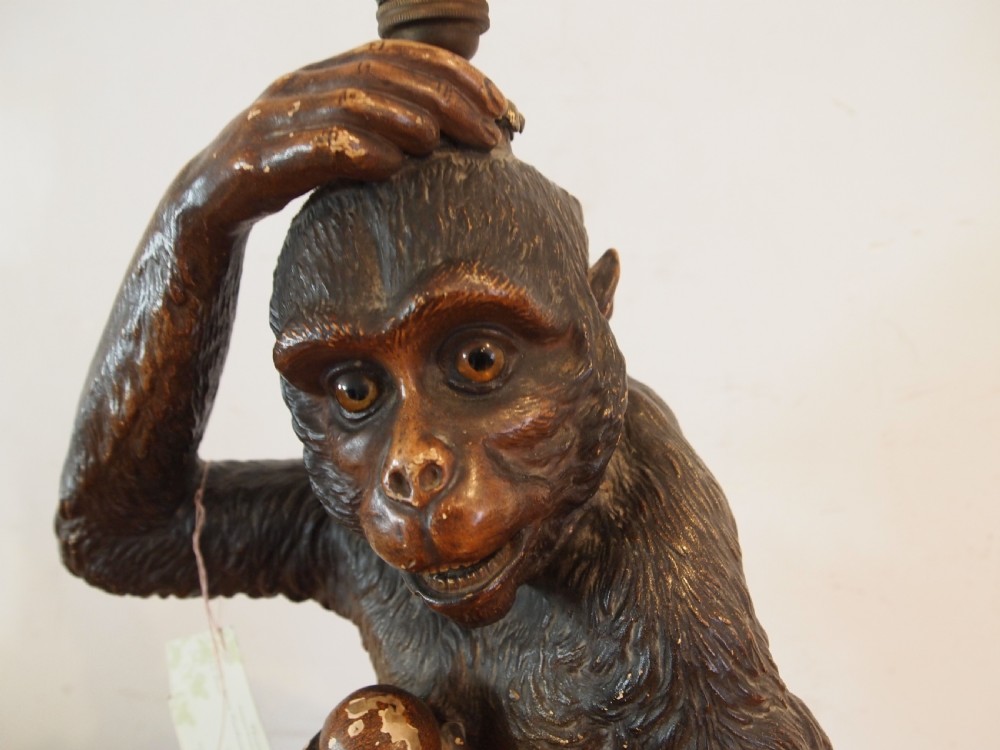 Lamp very rare Monkey table lamp by James Roth London c1900 View VIII