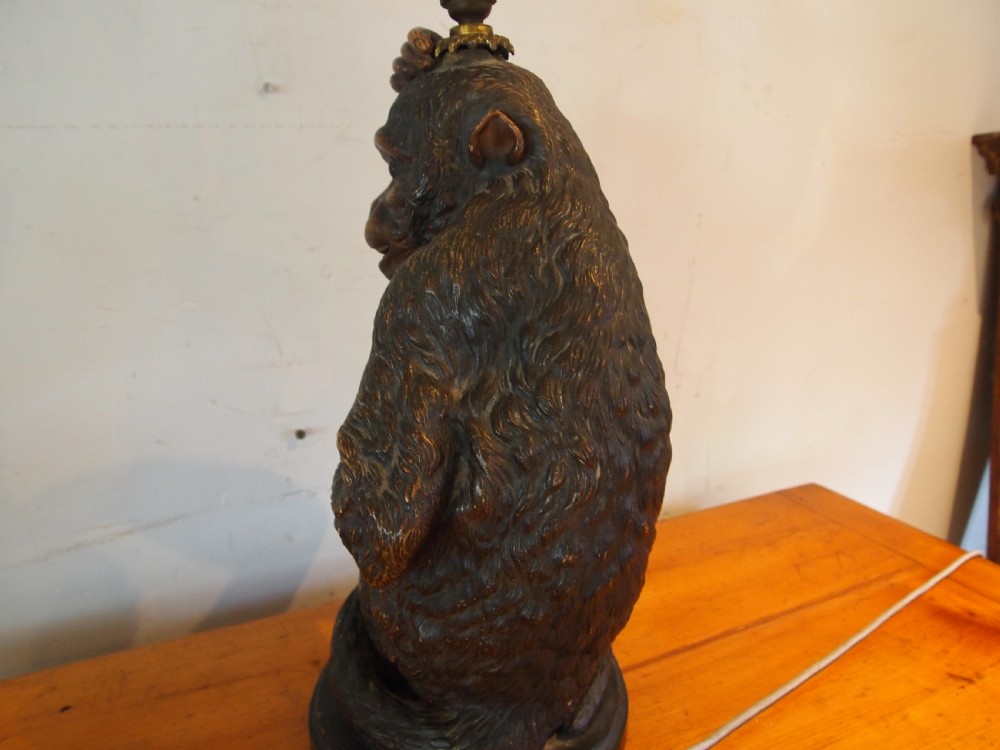 Lamp very rare Monkey table lamp by James Roth London c1900 View IX