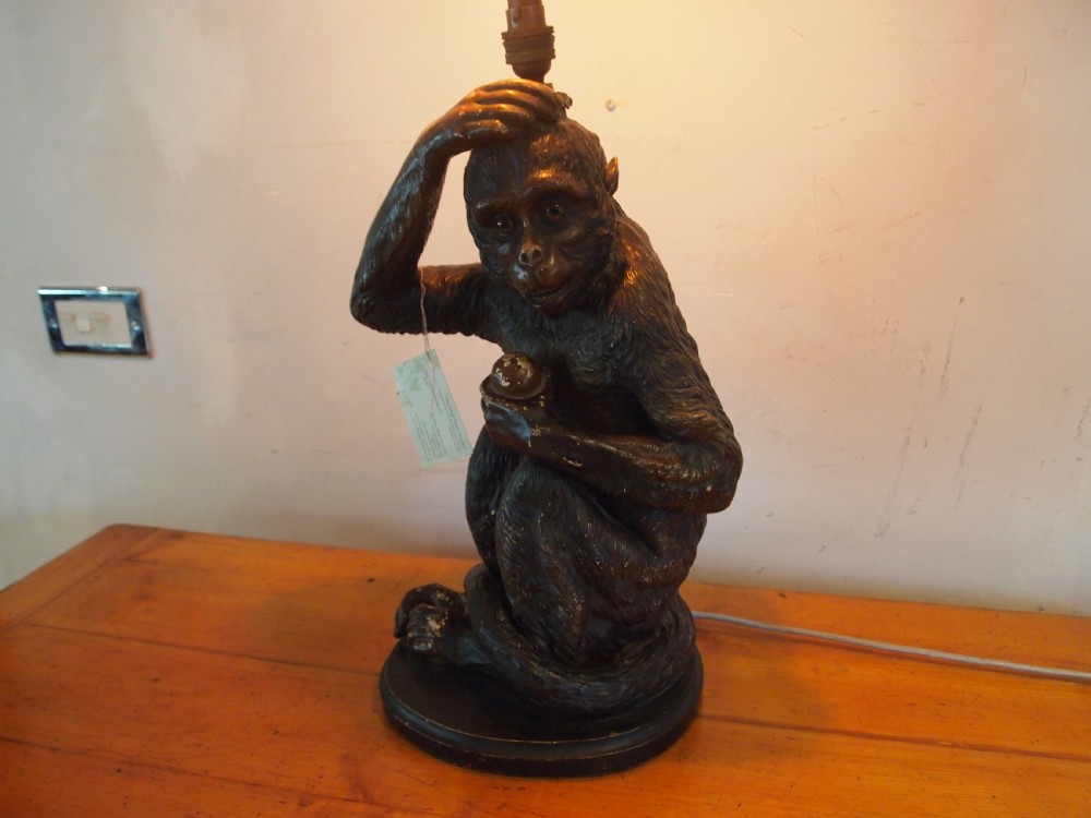 Lamp very rare Monkey table lamp by James Roth London c1900 View XI