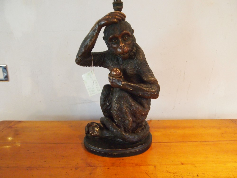 Lamp very rare Monkey table lamp by James Roth London c1900 View XIII