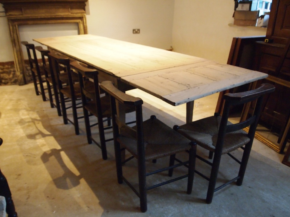Table extending French Oak refectory farmhouse dining c1900 View IV