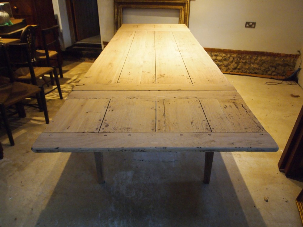 Table extending French Oak refectory farmhouse dining c1900 View IX